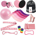 Pilates Essentials Kit for Women, Yoga Exercise Equipment Set for Home Workouts with Mini Ball, Resistance Bands, Sliding Disks & Accessories - Fitness Set for Yoga & Pilates Beginners