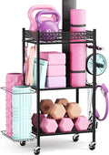 Yoga Mat Storage Rack, Home Gym Storage Rack, VOPEAK Workout Storage for Yoga Mat, Foam Roller, Gym Organizer Gym Equipment Storage for Home Exercise and Fitness Gear
