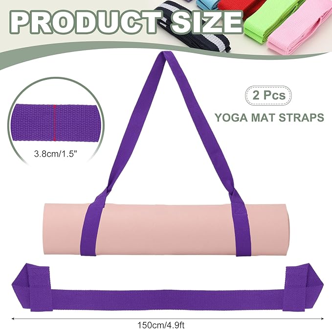Yoga Mat Straps for Carrying, Adjustable Exercise Mat Sling Holder Multi Purpose Mats Carrier