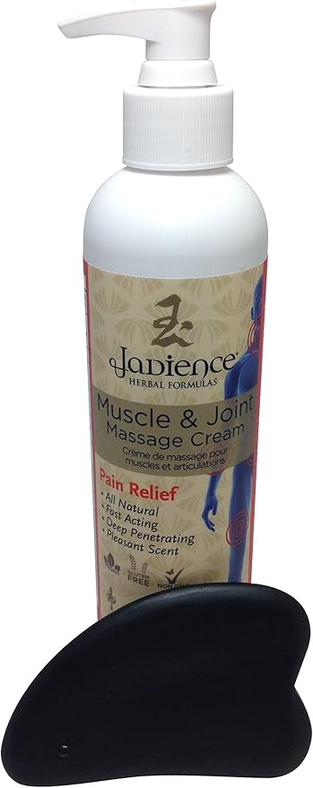 Bian Healing Stone Heart Gua Sha & Massage Cream Kit by Jadience: Myofascial Therapy Tool | Muscle Joint Topical Analgesic | Natural Tension Relaxer for Body Pain Relief & Scar Treatment