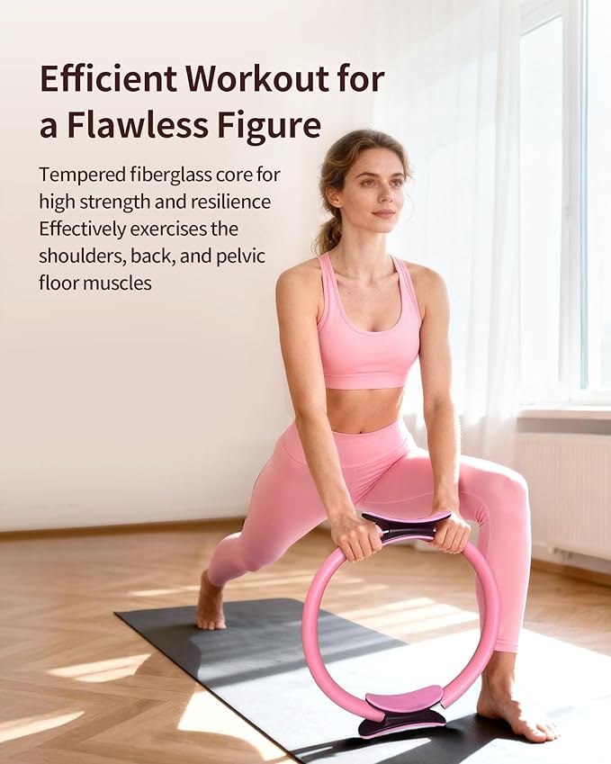 Home Pilates Kit for Women, Essentials Pilates Equipment Set with 14‘’ Pilates Ring and Mini Ball, 5 Resistance Bands & Accessories, Tutorial Charts, Pilates Ring Set for Beginners Workout at Home