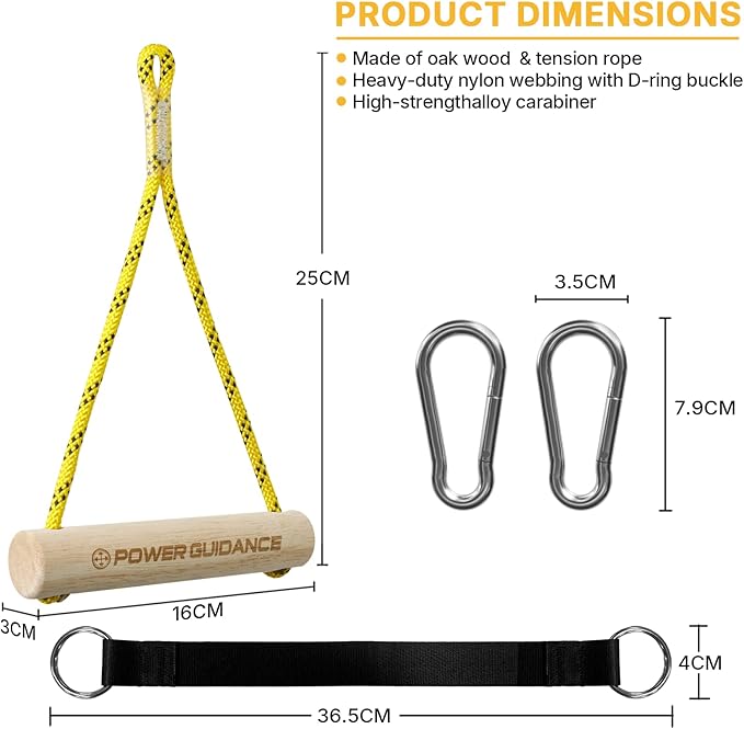 POWER GUIDANCE Wooden Hangboard, Portable Climbing Training Board, Enhances Finger Grip Strength for Indoor and Outdoor Use