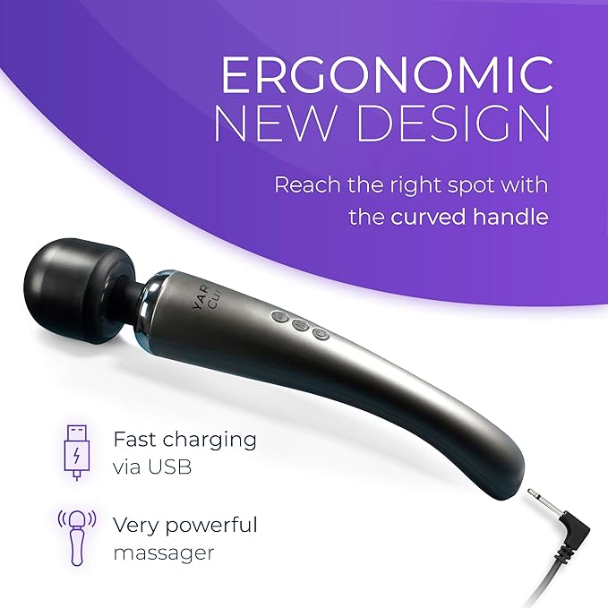 Yarosi Cordless Curve Therapeutic Device - 8 Powerful Speeds and 20 Patterns - for Deep Muscle Aches and Sports Tissue Recovery - Rechargeable - Travel Friendly - Silver