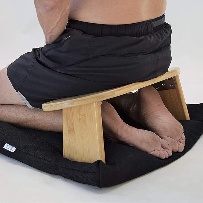 Kneeling Meditation Bench, Folding Ergonomic Yoga Sitting Stool, Bench in Solid Bamboo Wood - 50 * 19 * 18Cm