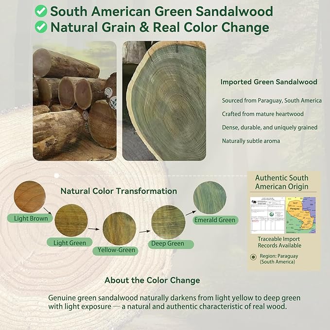 Natural Green Sandalwood Multi-Point Gua Sha Tool – Handheld Wooden Face, Scalp & Body Massage Tool, Trigger Point & Relaxation Accessory for Neck, Back & Legs, Gift-Ready Self-Care Tool