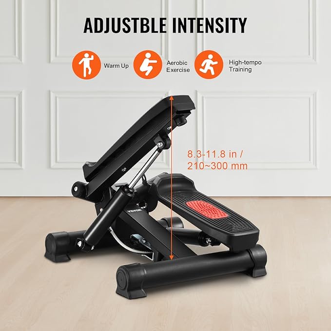 VEVOR Stair Stepper, Mini Stepper for Exercise at Home, Hydraulic Fitness Stepper with Resistance Bands, Full Body Workout Cardio Equipment, Stair Climber