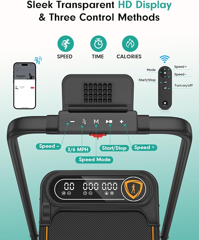 Folding Walking Pad with 15% Incline/RGB Light/Dual Screen Display, 3.5HP Treadmills for Home, Portable Walking Pad Treadmill with Handle Bar and 4 Adjustable Incline, 350lbs Capacity, Smart App