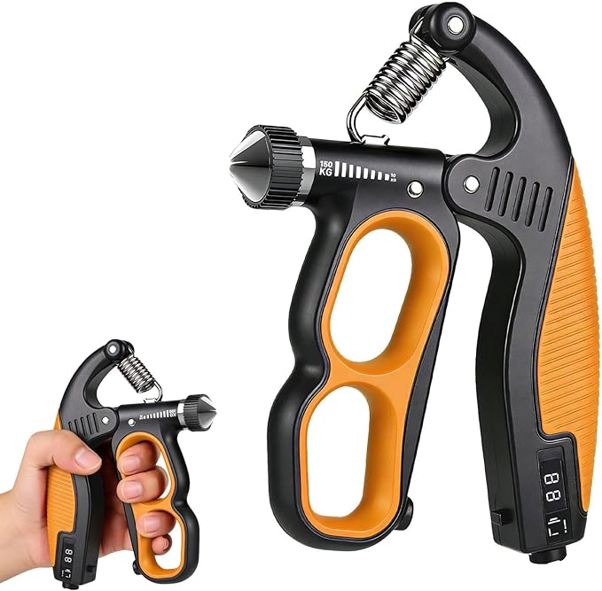 Hand Gripper Strengthener, 11-220LBs Adjustable Resistance Grip Strength Trainer with Counter, Forearm Exerciser for Injury Recovery and Muscle Building