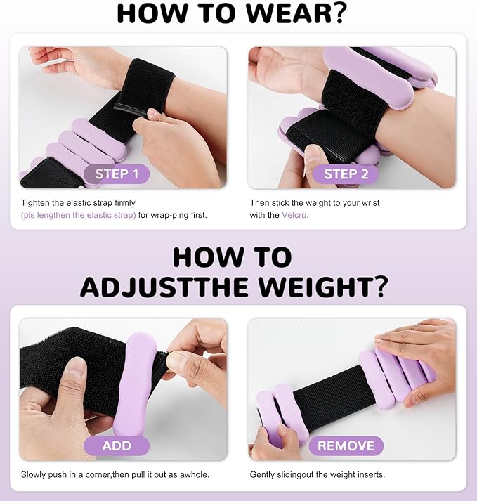 Wrist Ankle Weights for Women Men, Leg Arm Wrist Weights Bangles 1lb*2 2lb*2 Wearable Weights Pilates Weighted Bracelet for Strength Training Walking Swimming Yoga Physical Therapy