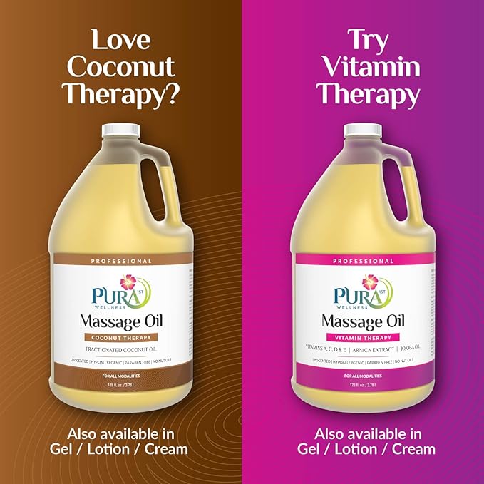 Coconut Therapy 1 Gallon Massage Oil, Coconut Oil, Professional, Massage Therapy, Deep Tissue, Unscented, Natural Ingredients, Skin Hydrating, Moisturizing, Muscle Relief, for Bruising