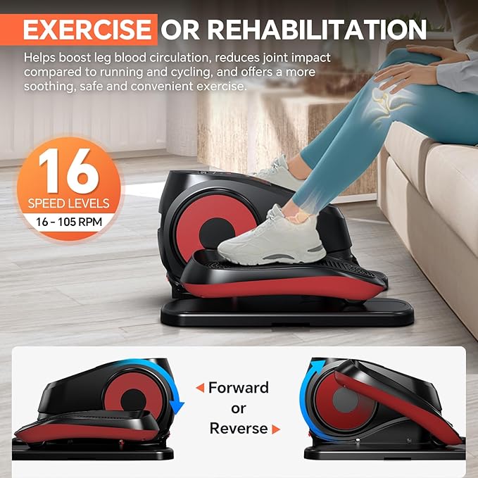 2025 Under Desk Elliptical Machine, Electric Ellipse Leg Exerciser Pro As Seen On TV with 16 Adjustable Speed, Quiet and Fully Assembled with Remote Control & Non-Slip Foot Straps White New