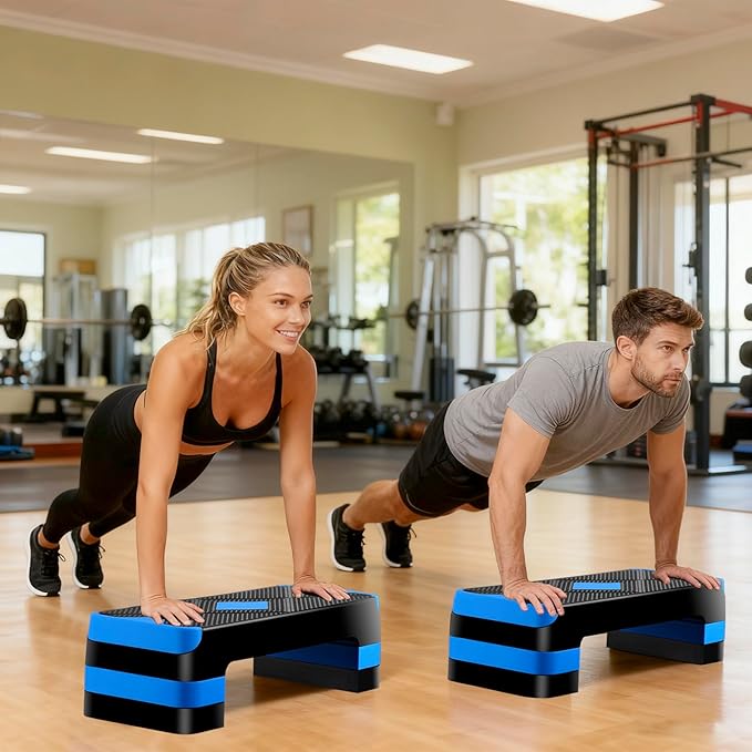 ZENY 26.5 inch Aerobic Step Platform with 4 Step Risers, Height Adjustable Exercise Stepper for Home Gym Workouts, 400 lbs Capacity