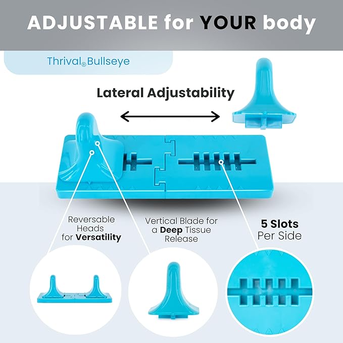 Thrival - Fully Adjustable Psoas, Hip Flexor, Back, Glute, Illiacus and Neck Muscle Release Tool for Deep Tissue, Trigger Point, Hooking Hip and Myofascial Release – Made in USA - Blue