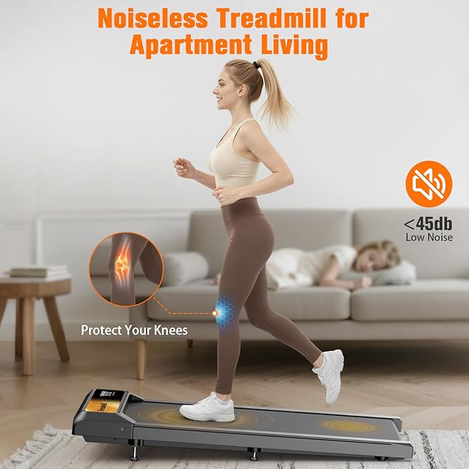 Walking Treadmill Pad with 5% Adjustable Incline and APP Sync, Small Compact Under Desk Treadmills for Home and Office with Remote Control and LED Display, 2.5HP