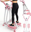 Air Walker Elliptical Exercise Machine for Home Office, Training Machines w/LCD Monitor/Device Holder, Foldable Cardio Exercise Machine for Beginners Seniors, Full Body Fitness Equipment 300LBS, Pink