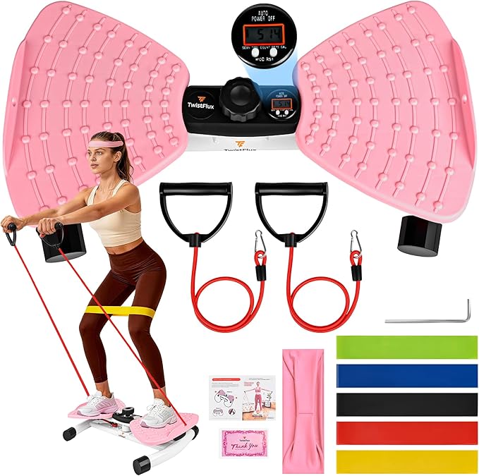 Waist Twister Machine Exercise with Digital Counter for Men and Women - Adjustable ab Twister Board for Stomach Workout - 300LB Capacity, 20dB Ultra-Quiet Noiseless Board with Extra Accessories