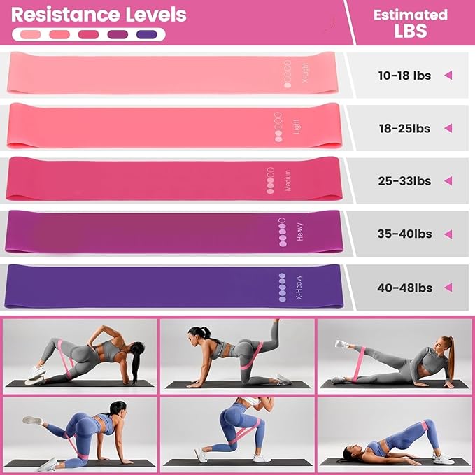Home Pilates Essentials Kit for Women - Complete Pink Equipment Set with 9 Inch Yoga Ball, Figure 8 Resistance Band, Bands & Accessories, Ring for Beginners Workouts