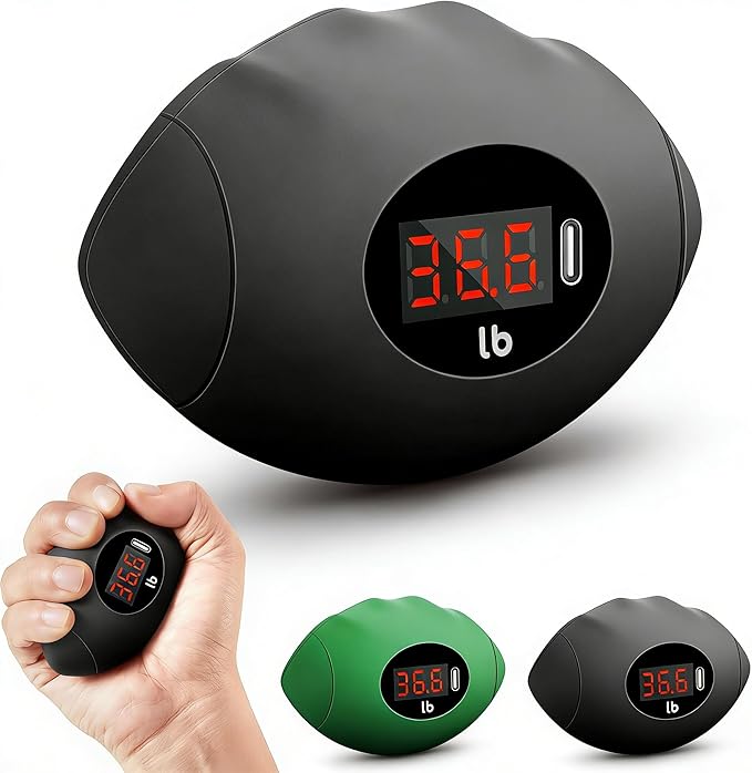 Hand Grip Strengthener, Rechargeable Digital Grip Strength Trainer with LCD Display Up to 220lbs/100kg, Silicone Hand Exercise Ball for Forearm Finger Training & Stress Relief, for Adults and Kids