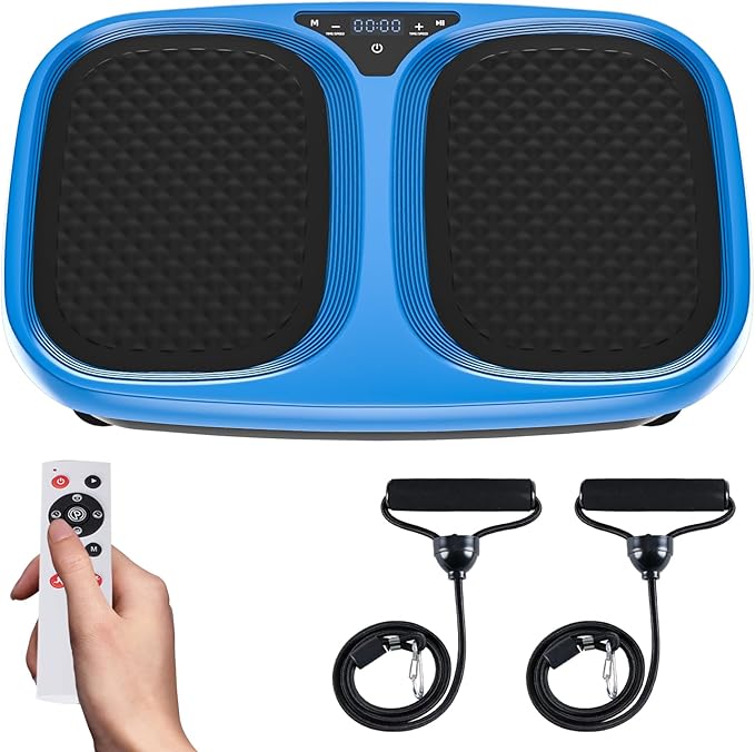 OLIXIS Vibration Plate Exercise Machine with 9 Auto Modes, Full Body Workout Vibrating Platform with LED Touch Screen & Pull Ropes for Weight Loss, Home Gym Fitness Equipment for Women Men