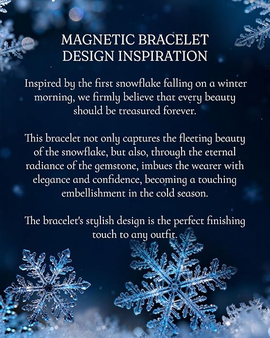 RainSo Women's Magnetic Snowflake Bracelet - Stainless Steel Bracelet - Deep Green Gemstone and Crystal Inlay Design - Adjustable Size Comes with Gift Box -Christmas Holiday Gifts for Her