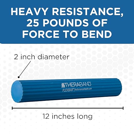 THERABAND FlexBar, Tennis Elbow Therapy Bar, Relieve Tendonitis Pain & Improve Grip Strength, Resistance Bar for Golfers Elbow & Tendinitis, Blue, Heavy, Advanced