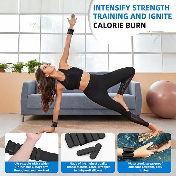 Ankle Weights for Women and Men, Adjustable Wrist Weighted Training Bracelet for Home Gym Workout, Strength Training Walkin Running, Foot weights for exercise,2pc on Set