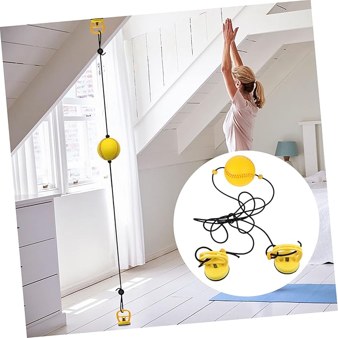 Hanging Boxing Speed Ball Kit with Elastic Pull Rope for Responsive Reaction Ball for Fitness and Coordination Random Black Yellow Color