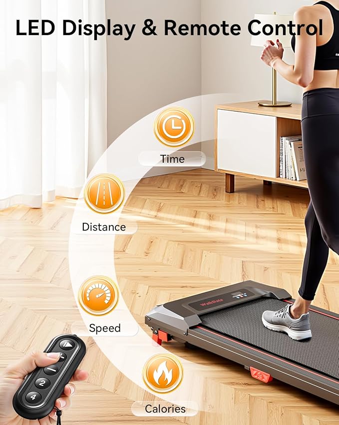 Walking Pad, Incline Walking Pad Treadmill, Under Desk Treadmills 265 Lbs Capacity, 2.5HP Low Noise Portable Running Machine for Home and Office, with LED Display, Remote Control