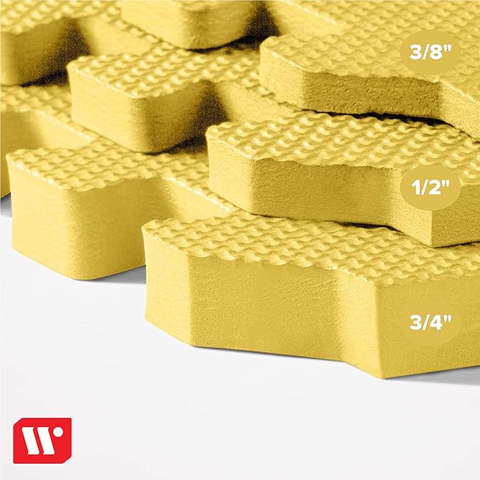 We Sell Mats 3/8" Thick Multipurpose EVA Foam Exercise Floor Mat, Interlocking Tiles, Anti-Fatigue for Home or Gym
