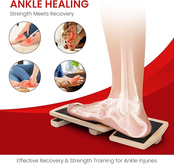 Ankle Strengthener & Axis Board, Bamboo Ankle Balance Board for Physical Therapy, Blackboard Foot Trainer & Foot Strengthener, Giboard for Balance Training, Axisboard for Leg Stability