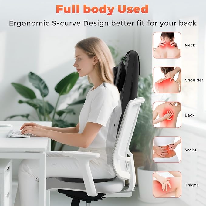 belhope Shiatsu Neck and Back Massager with Heat, 4D Kneading Back Massager for Pain Relief Deep Tissue, Comfortable Back Massage for Chair, Massage Mat for Home, Mother's Day Gifts for Men Women