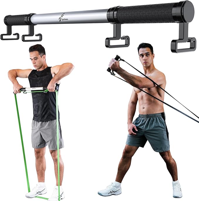 Sportneer Balance Board - 7 Modes Wobble Board with Adjustable Stoppers with Resistance Band Bar, Sportneer Detachable Workout Exercise Bar Handles for All Kinds Resistance Bands