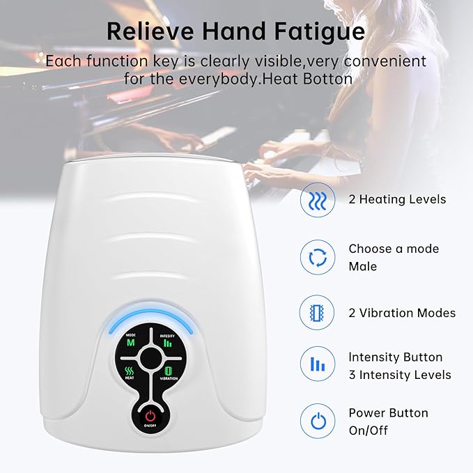 AERLANG Hand Massager Hand Massage Machine with Heat and Compression Cordless Electric Hand Massager for Arthritis and Carpal Tunnel, Birthday Gifts for Women Men mom Husband Gifts Gray-White