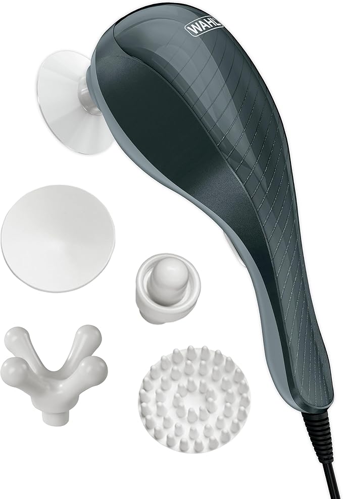 Wahl Soothing Vibration Corded Massager with 4 Attachment Heads, 2 Speed Massage Tool for Pressure & Pain Relief on The Face, Neck and Head, FSA Eligible, Model 4120-600