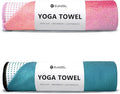 Eunzel Hot Yoga Towel, Non Slip Yoga Mat Towel Sweat Absorbent Printed Yoga Towel with Grip Dots for Hot Yoga, Pilates and Workout 72"x 24", Sunset/Teal Flow