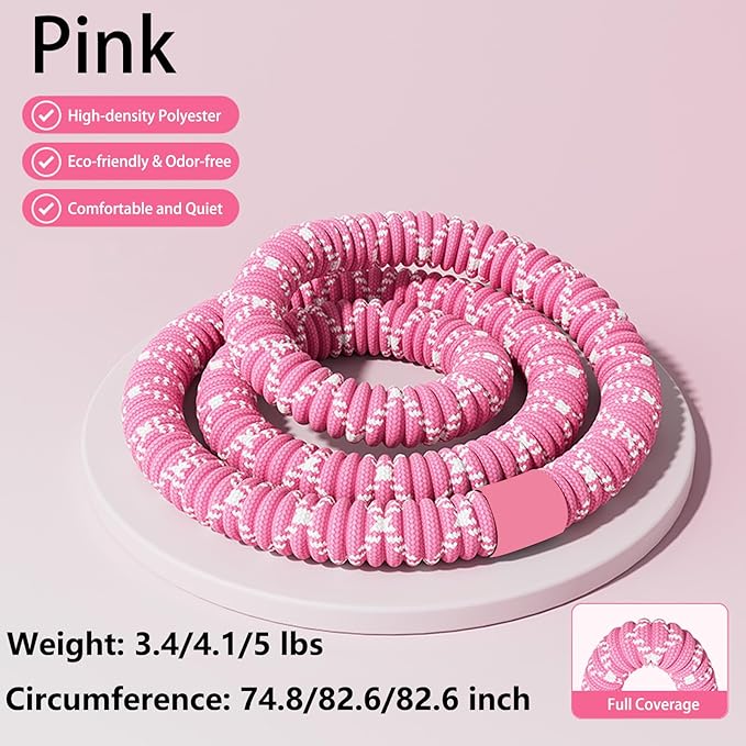3.4/4.1/5 LBS Soft Spring Weighted Hoop for Adults, Quiet & Pinch-Proof Design, Portable Fitness Infinity Hoop with Body Tape Measure, Exercise Hoop for Core Workout