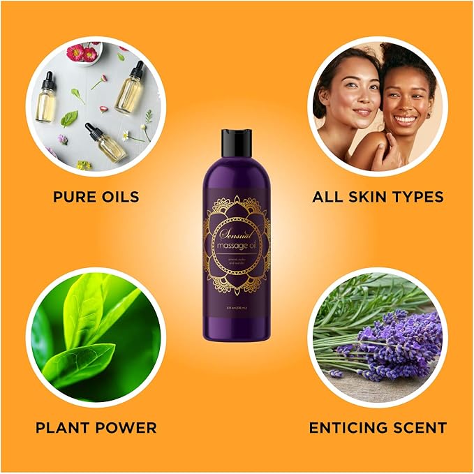 Alluring Massage Oils for Massage Therapy - Maple Holistics Massage Oil Kit with Aromatherapy Lavender Massage Oil Plus Foral Massage Oil for Sensual Aromatherapy Made with Pure Essential Oils