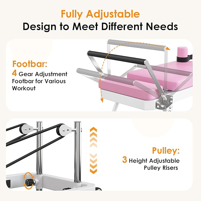 Foldable Pilates Reformer Machine for Home Use - 330lbs Capacity with 5 Alloy Springs, 11 Resistance Levels & UP Leather Surface, Space-Saving Fitness Equipment