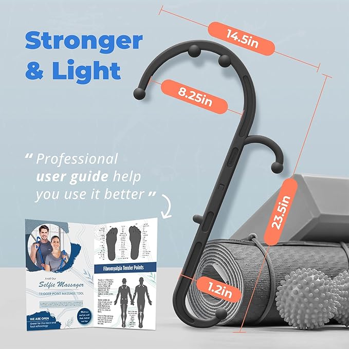 Massage Trigger Point Cane, Body Deep Tissue, Handheld Back, Neck, Shoulder, Leg and Feet Massager Rod, Muscle Release Tool Self Massage Hook Cane for Women & Men, Black