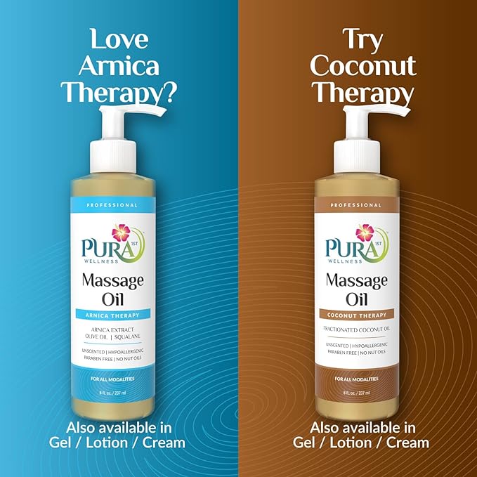 Arnica Therapy 8 Fl oz Massage Oil, Arnica Extract, Professional, Massage Therapy, Deep Tissue, Unscented, Hypoallergenic, Natural Ingredients, Skin Hydrating, Moisturizing, Muscle Relief
