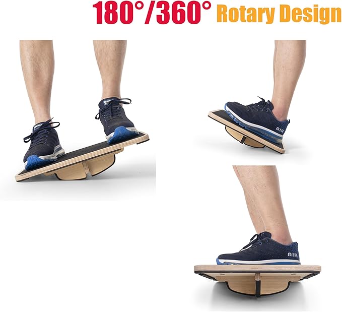 Adult Professional Wooden Balance Board - 350 lbs Non-Slip Balance Board Design, Suitable for Physical Therapy and Under-Desk Use, 2 Simple Setup Methods, Durable and Stable Wooden Board