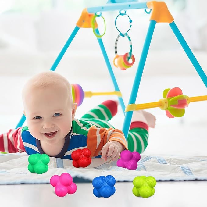 Veemoon 6 Pcs Reaction Balls Hexagonal Fitness Reaction Training Balls 7cm High Difficulty for Indoor Sports Training and Hand-Eye Coordination Exercises