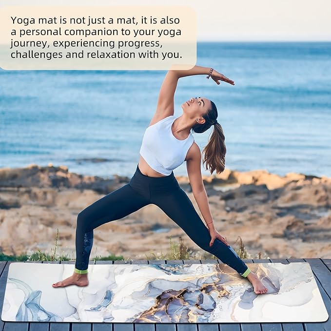 FOLAI Extra Thick Yoga Mat 6mm，pilates mat thick - Non-Slip Exercise Mat for HIIT, Pilates & Home Workouts & Workout with Free Carry Strap