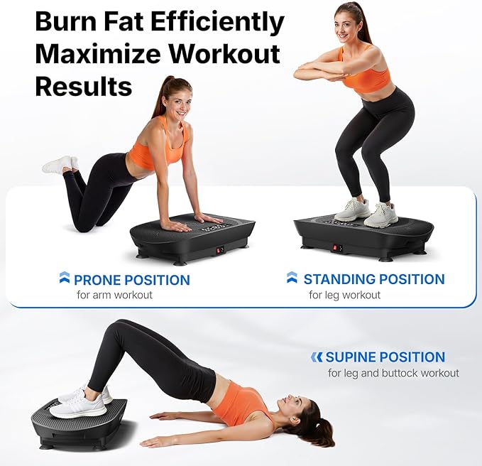 MERACH Vibration Plate Exercise Machine, Curved Vibration Plate for Lymphatic Drainage Weight Loss, Vibrating Plate with Real-Time Calorie Tracking on LED Display, Workout Equipment for Home Women Men