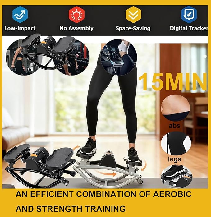 Rocking Stepper Side to Side （𝟒-𝟖 𝑫𝑨𝒀 𝑫𝑬𝑳𝑰𝑽𝑬𝑹𝒀） Rock Stepper Side to Side Machine Rock Stepper Exercise Machine with Resistance Bands&Led Display, Low-Impact Home Workout Machine