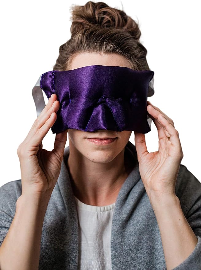 Victoria's Lavender Luxury Aromatherapy Lavender Eye Mask - Ideal for Hot or Cold Applications, Weighted Eye Compression, Meditation Silk Mask, Made in The USA (Colors May Vary)
