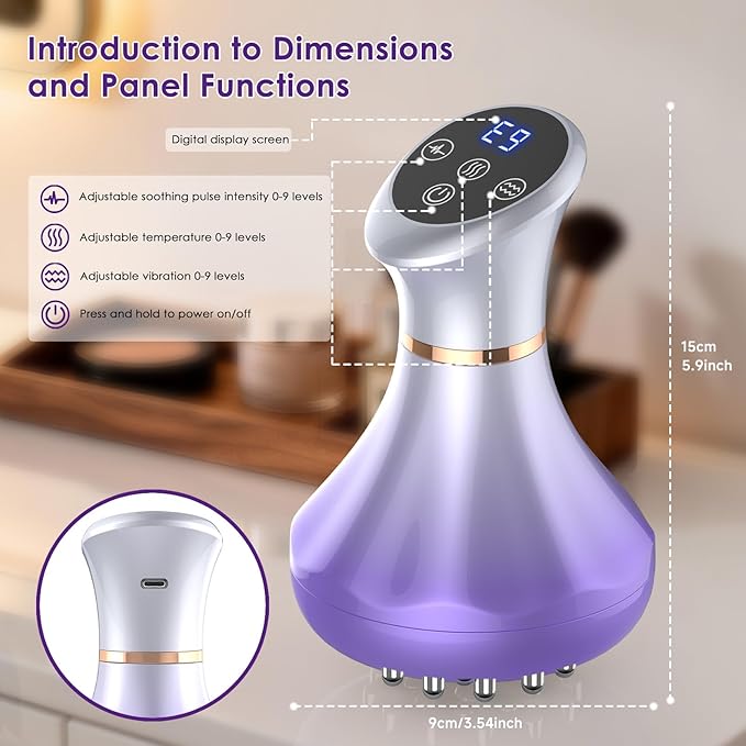 Lymphatic Drainage Massager, Anti Cellulite Massage Tool For Thigh & Belly Stretch Marks & Cellulite Reduction, Handheld Massage tools for Sciatica Nerve, Legs, Arms, Hip, Muscle, Low Back Pain Relief