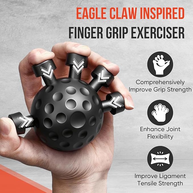 4-Pack Grip Strength Trainer Kit, Adjustable Forearm Strengthener, Black Hand Grip Strengthener Balls, Finger Exerciser & Stretcher for Strength Training, Recovery & Flexibility
