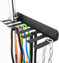 Performance Seven Bars Holder Storage,Custom Powder Coated HEAVY-DUTY STEEL Mount Wall Rack Storage Rack,Weight Room Organizer with 8 Wall Hooks for Exercise Bands Jump Ropes Chains Lifting Belts 3mm Black 8 Tooth