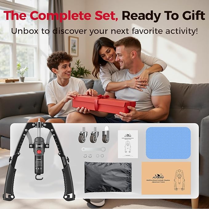 FLYBIRD Chest & Arm Twister & Core Trainer, Hydraulic Power CoreFlex Twister Chest Workout Equipment, 22-440lbs for Strength Trainer, 3-in-1 Chest Trainer with Ab Roller Wheel(Backpack &Pad Included)